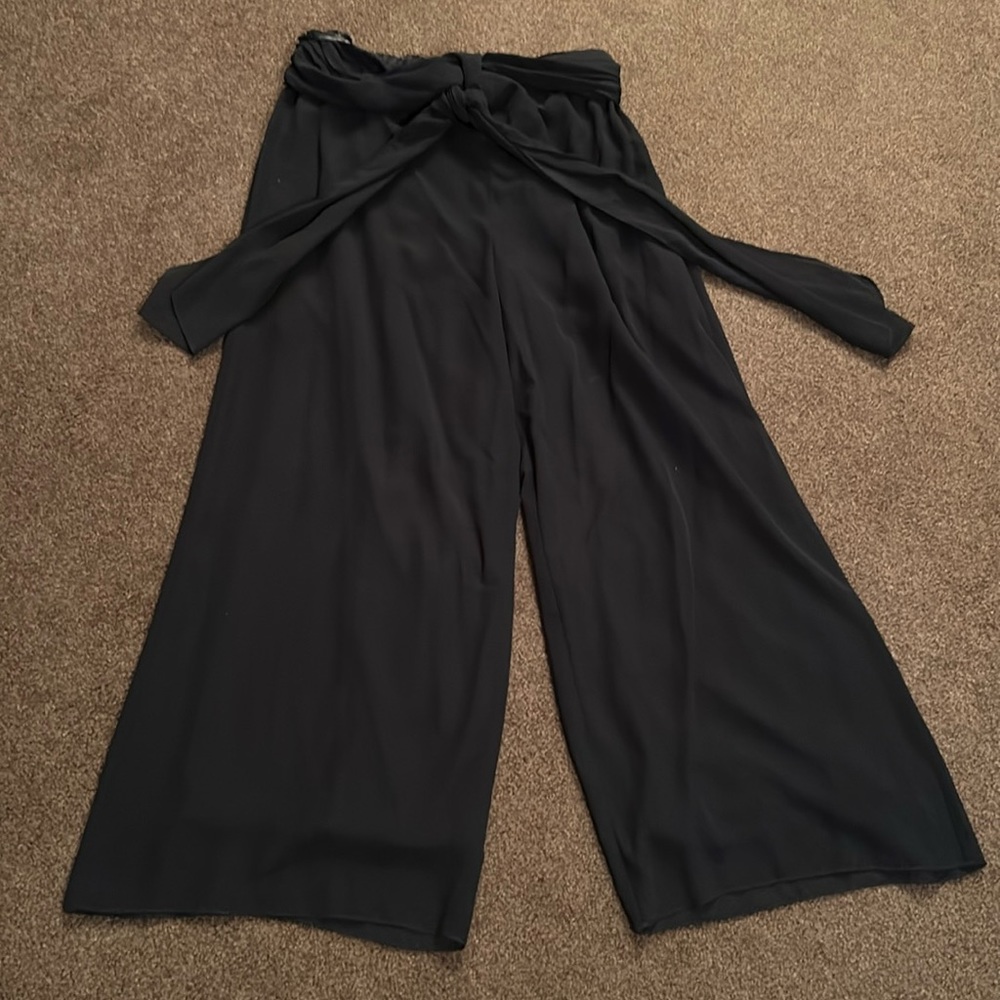 Black Xscape Sash-Belt Pants Size 14W